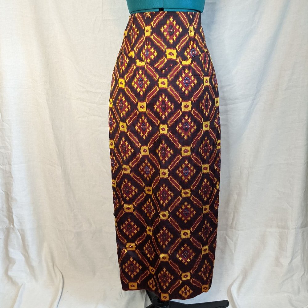 Maxi patterned pencil skirt